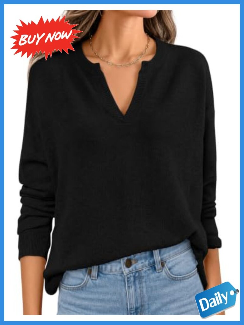 ZESICA Women's Cozy Knit V-Neck Pullover Sweater Loose Warm Fall Winter Top
